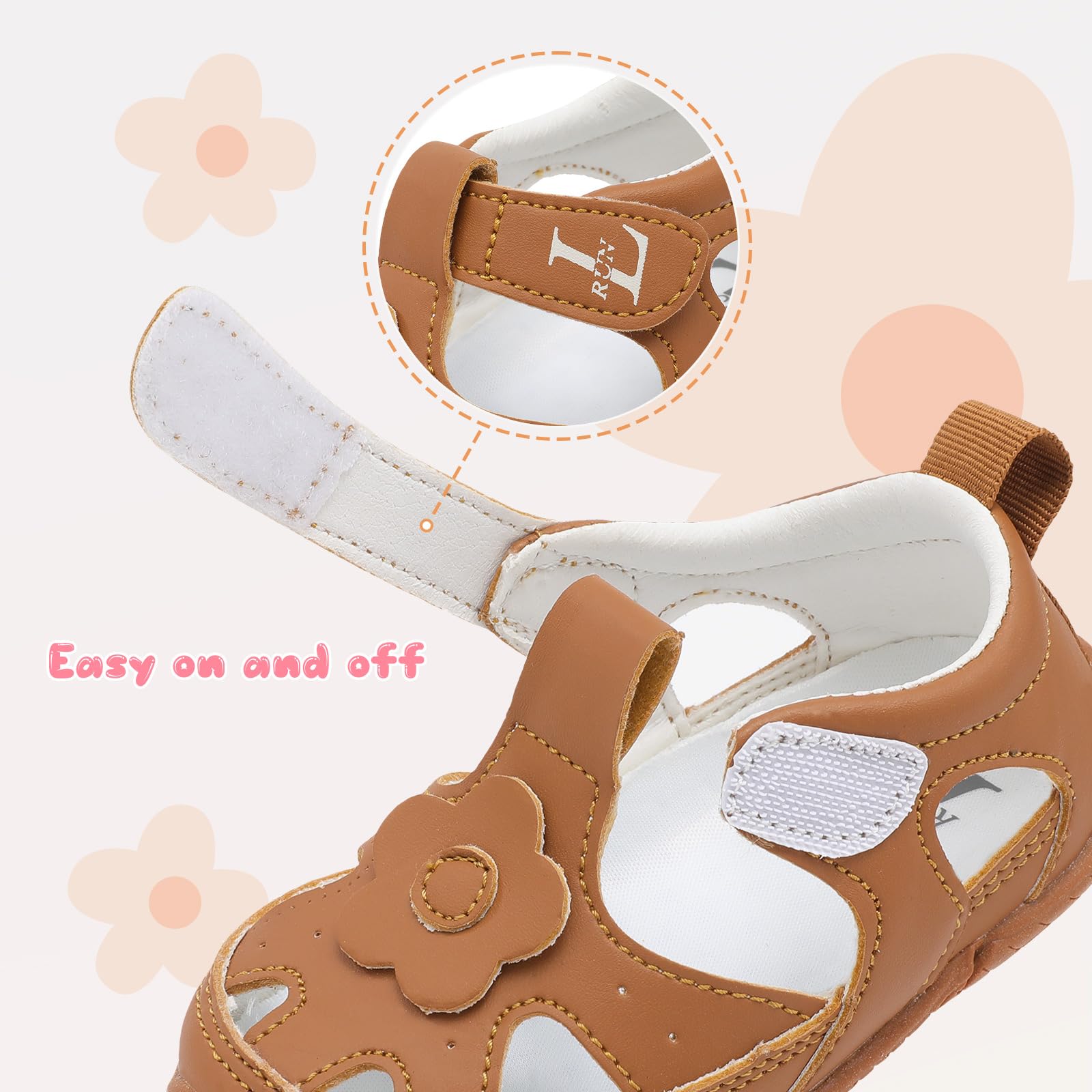 L-RUN Toddler Mary Jane Shoes Girls Casual Barefoot Sandals Breathable Princess Dress Flats Non-Slip Rubber Sole Infant First Walker Shoes for Outdoor Indoor - Image 3