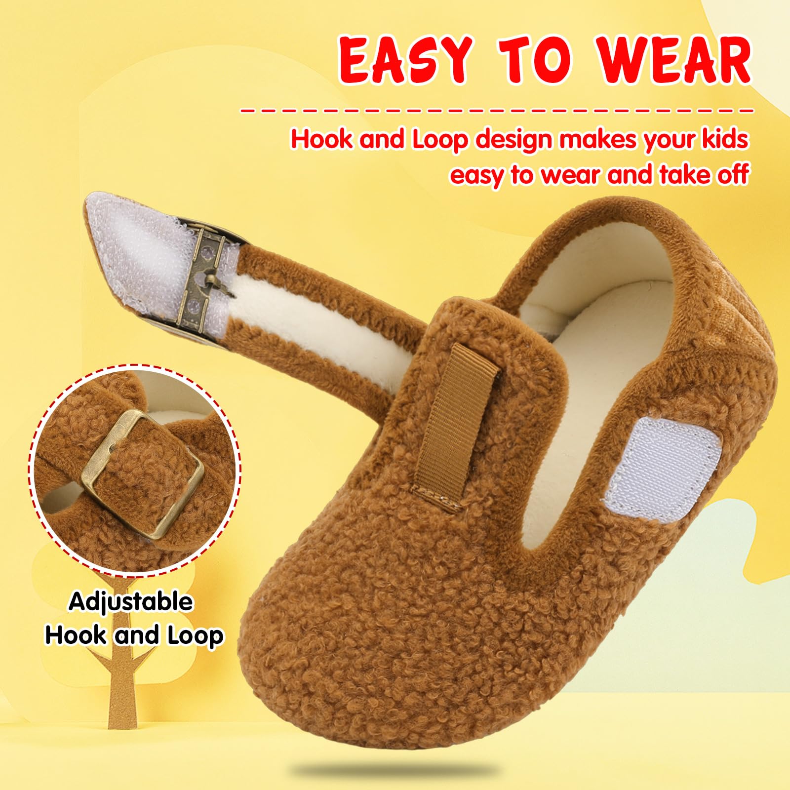 L-RUN Toddler Slippers Wide Cozy Boys Girls House Slippers Non-slip Kids Soft Plush Indoor House Shoes for Winter Warm - Image 4