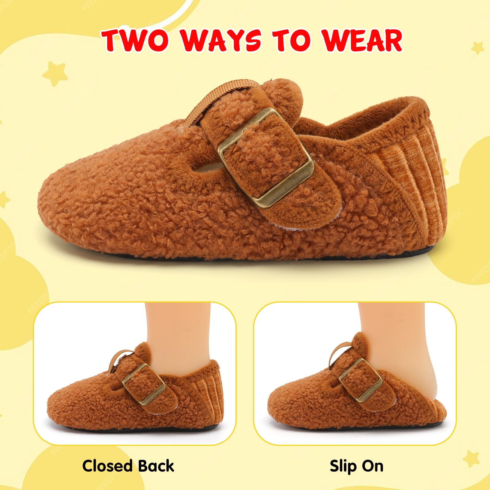 L-RUN Toddler Slippers Wide Cozy Boys Girls House Slippers Non-slip Kids Soft Plush Indoor House Shoes for Winter Warm - Image 5