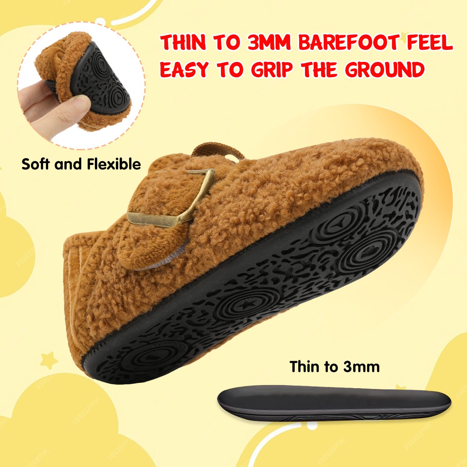L-RUN Toddler Slippers Wide Cozy Boys Girls House Slippers Non-slip Kids Soft Plush Indoor House Shoes for Winter Warm - Image 6