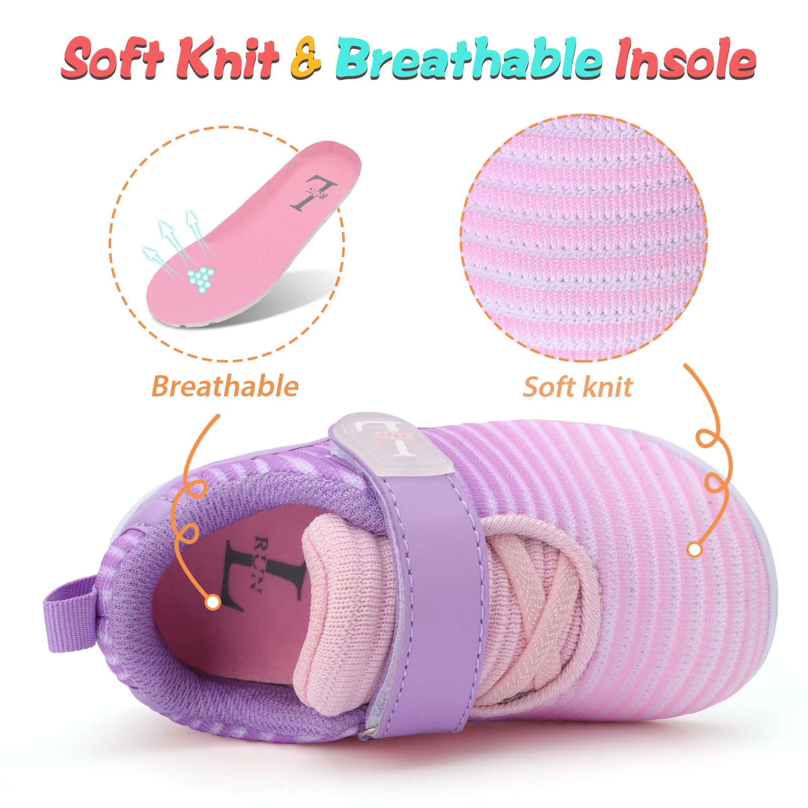 L-RUN Toddler Sneakers Boys Girls Lightweight Shoes Knit Kids Walking Shoes for Indoor Outdoor - Image 3