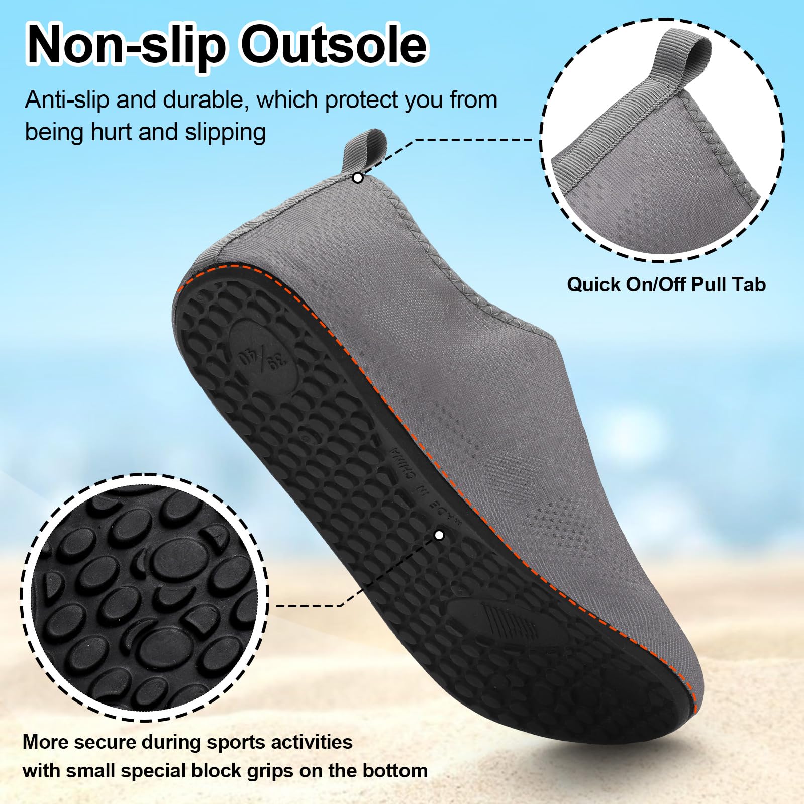 L-RUN Water Shoes Womens Mens Adult Quick-Dry Anti-Slip Mesh Aqua Socks for Beach Swimming Surfing Kayaking Yoga & Outdoor - Image 7
