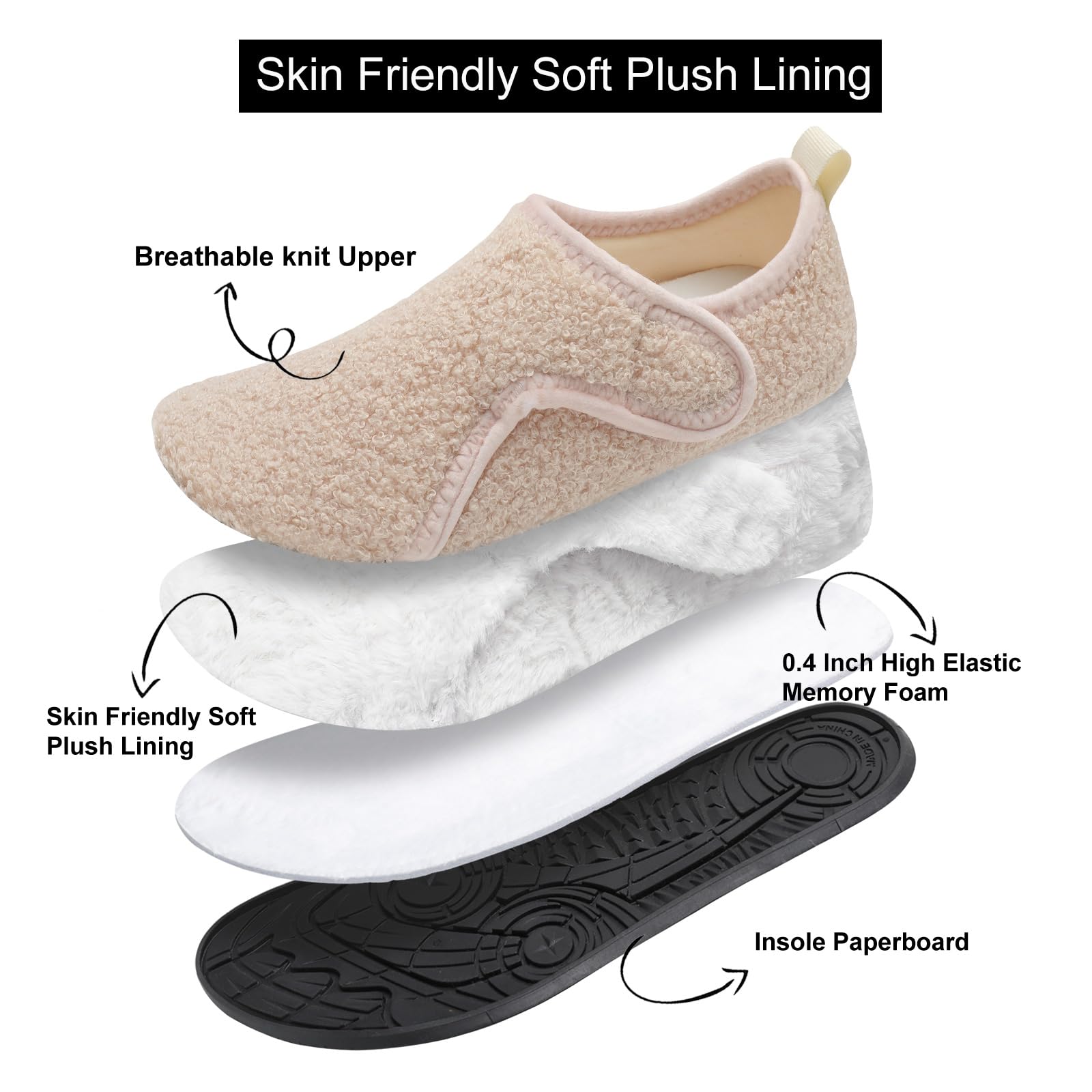 L-RUN Womens Mens House Slippers Indoor Home Shoes Warm Barefoot Slippers Outdoor House Shoes Anti-slip - Image 4